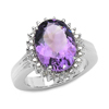4.00 Carat Genuine Amethyst & White Topaz .925 Sterling Silver Ring