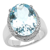 12.02 Carat Genuine Blue & White Topaz .925 Sterling Silver Ring