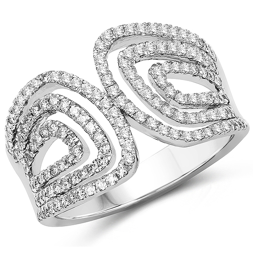 0.70 Carat Genuine White Diamond 14K White Gold Ring (G-H Color, SI1-SI2 Clarity)