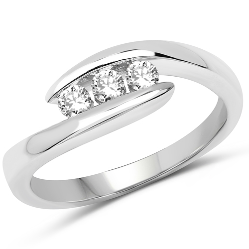 Diamond-0.26 Carat Genuine White Diamond 14K White Gold Ring (E-F Color, SI Clarity)