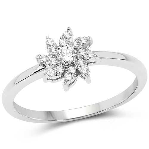 Diamond-0.18 Carat Genuine White Diamond 14K White Gold Ring (E-F-G Color, SI Clarity)