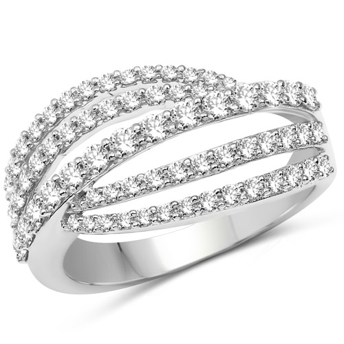 Diamond-0.99 Carat Genuine White Diamond 14K White Gold Ring (G-H Color, SI1-SI2 Clarity)