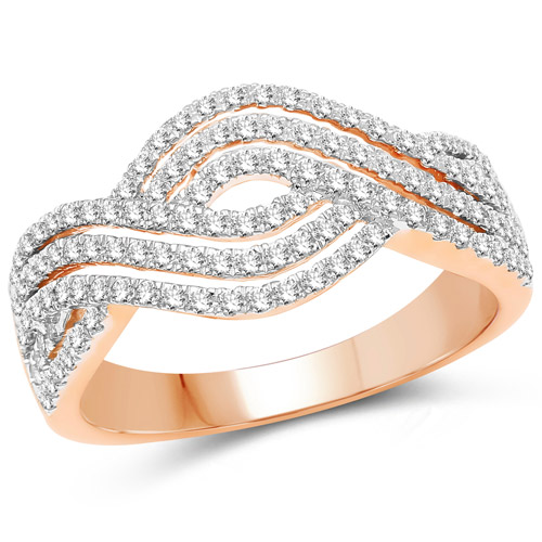 Diamond-0.61 Carat Genuine White Diamond 14K Rose Gold Ring (G-H Color, SI1-SI2 Clarity)