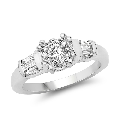 Diamond-0.50 Carat Genuine White Diamond 14K White Gold Ring (E-F-G Color, VS-SI Clarity)