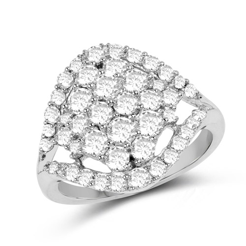 Diamond-1.43 Carat Genuine White Diamond 14K White Gold Ring (G-H Color, SI1-SI2 Clarity)