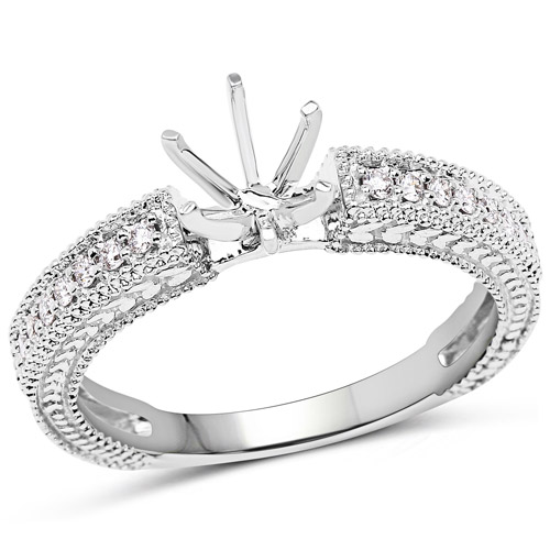 Diamond-0.15 Carat Genuine White Diamond 14K White Gold Ring (G-H Color, SI1-SI2 Clarity)