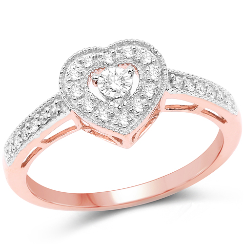 Diamond-0.19 Carat Genuine White Diamond 14K White & Rose Gold Ring (F-G Color, SI Clarity)
