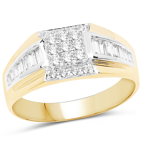 Diamond-0.60 Carat Genuine White Diamond 14K Yellow Gold Ring (G-H Color, SI1-SI2 Clarity)