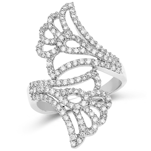 Diamond-0.76 Carat Genuine White Diamond 14K White Gold Ring (G-H Color, SI1-SI2 Clarity)