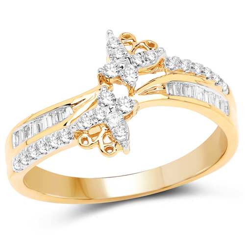 Diamond-0.30 Carat Genuine White Diamond 14K Yellow Gold Ring (E-F Color, SI1-SI2 Clarity)