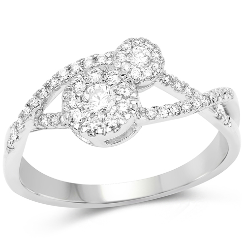 Diamond-0.43 Carat Genuine White Diamond 14K White Gold Ring (F-G Color, SI Clarity)
