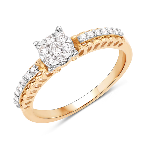 Diamond-0.25 Carat Genuine White Diamond 14K Yellow Gold Ring (F-G Color, SI Clarity)