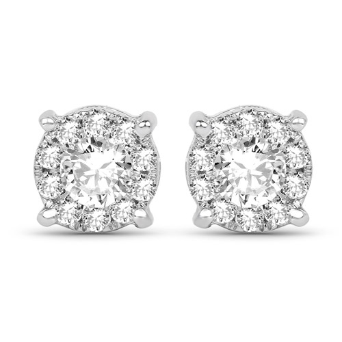 Earrings-0.30 Carat Genuine White Diamond 14K White Gold Earrings (G-H Color, SI1-SI2 Clarity)
