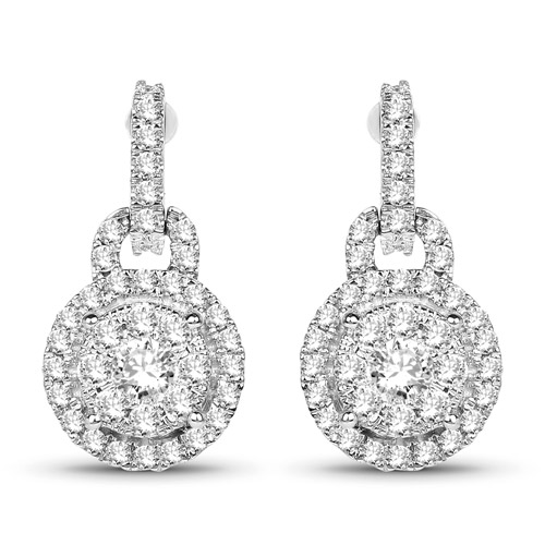 Earrings-0.60 Carat Genuine White Diamond 14K White Gold Earrings (G-H Color, SI1-SI2 Clarity)