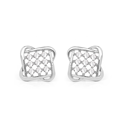 Earrings-0.24 Carat Genuine White Diamond 14K White Gold Earrings (E-F Color, SI Clarity)