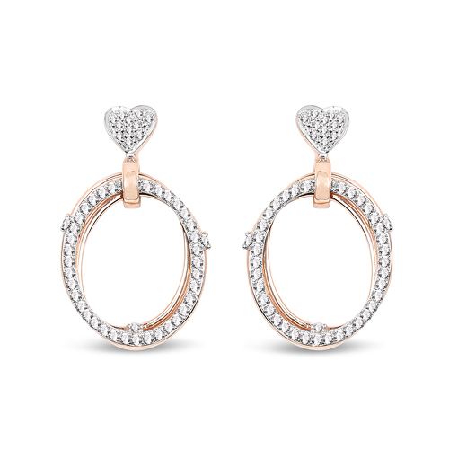 Earrings-0.74 Carat Genuine White Diamond 14K Rose Gold Earrings (G-H Color, SI Clarity)