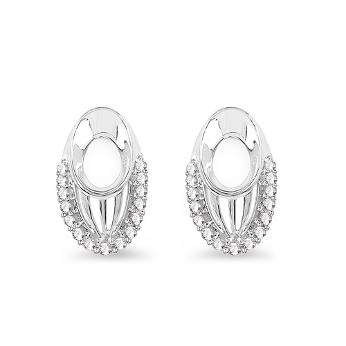 Earrings-0.23 Carat Genuine White Diamond 14K White Gold Earrings (F-G Color, SI Clarity)