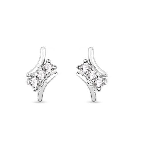Earrings-0.05 Carat Genuine White Diamond 14K White Gold Earrings (G-H Color, SI1-SI2 Clarity)