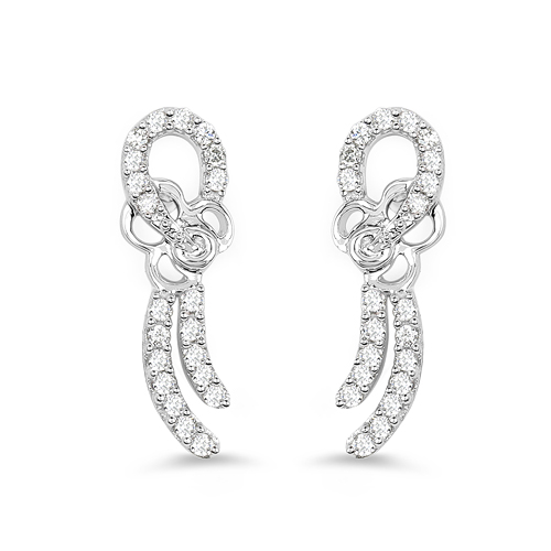 Earrings-0.32 Carat Genuine White Diamond 14K White Gold Earrings (E-F Color, SI Clarity)