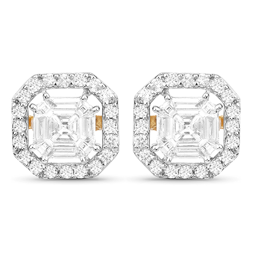 Earrings-0.86 Carat Genuine White Diamond 18K Yellow Gold Earrings (F-G Color, VVS-VS Clarity)