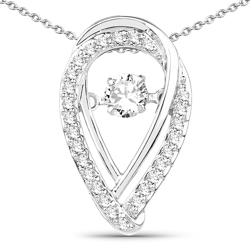 Diamond-0.34 Carat Genuine White Diamond 14K White Gold Pendant (G-H Color, SI1-SI2 Clarity)