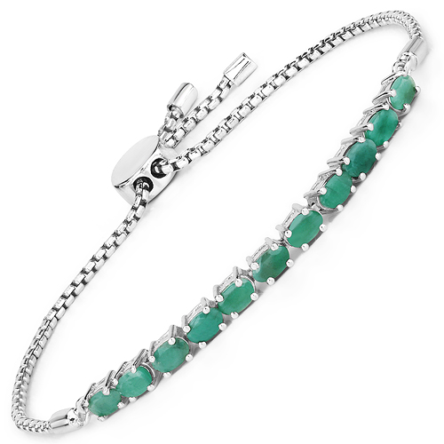 2.20 Carat Genuine Emerald Sterling Silver Bracelet