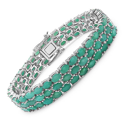 27.27 Carat Genuine Emerald .925 Sterling Silver Bracelet