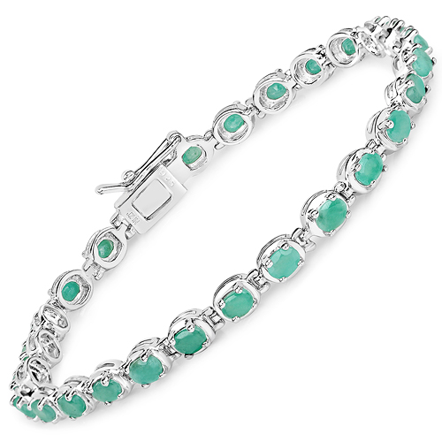 3.50 Carat Genuine Emerald .925 Sterling Silver Bracelet