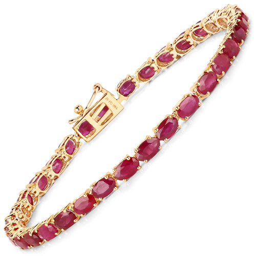 Bracelets-9.18 Carat Genuine Ruby 14K Yellow Gold Bracelet