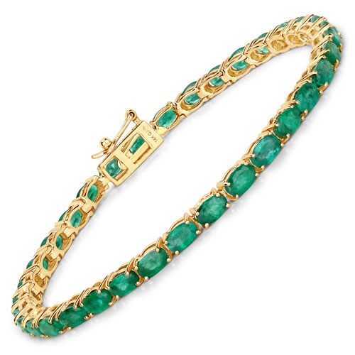 Bracelets-6.84 Carat Genuine Zambian Emerald .925 Sterling Silver Bracelet