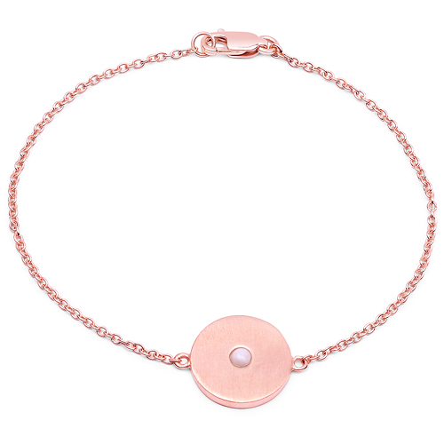 Bracelets-18K Rose Gold Plated 0.12 Carat Genuine Pink Opal .925 Sterling Silver Bracelet