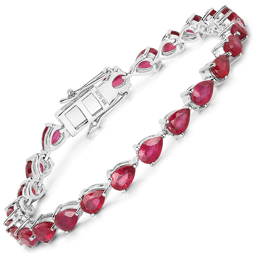 Bracelets-11.25 Carat Glass Filled Ruby .925 Sterling Silver Bracelet