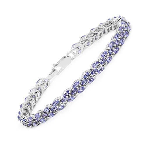 Bracelets-6.72 Carat Genuine Tanzanite .925 Sterling Silver Bracelet