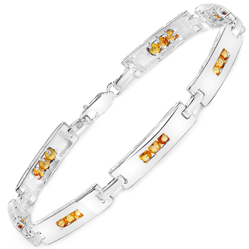 Bracelets-2.52 Carat Genuine Yellow Sapphire .925 Sterling Silver Bracelet