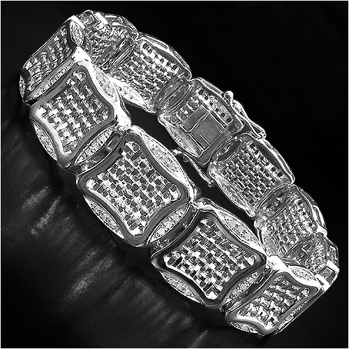 Bracelets-14K Yellow Gold Plated 0.67 Carat Genuine White Diamond .925 Sterling Silver Bracelet