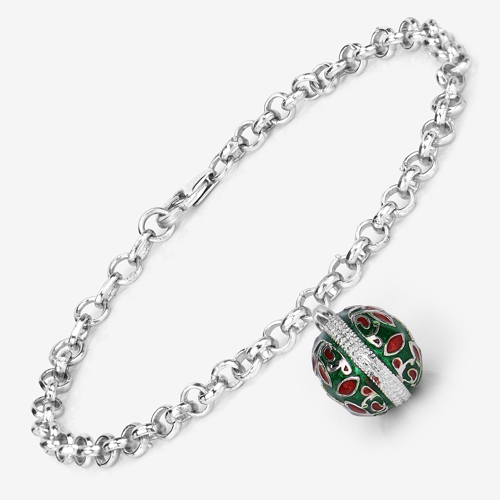 Bracelets-12.90 Grams .925 Sterling Silver Multicolor Enamel Charm Bracelet