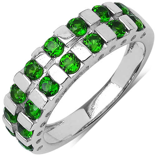 Rings-1.26 Carat Genuine Chrome Diopside .925 Sterling Silver Ring