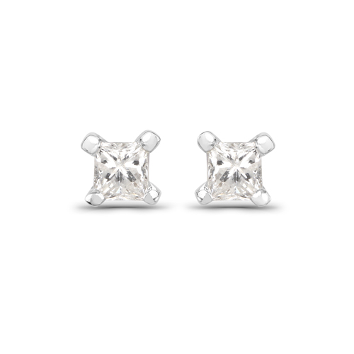 Earrings-0.09 Carat Genuine White Diamond 14K White Gold Earrings
