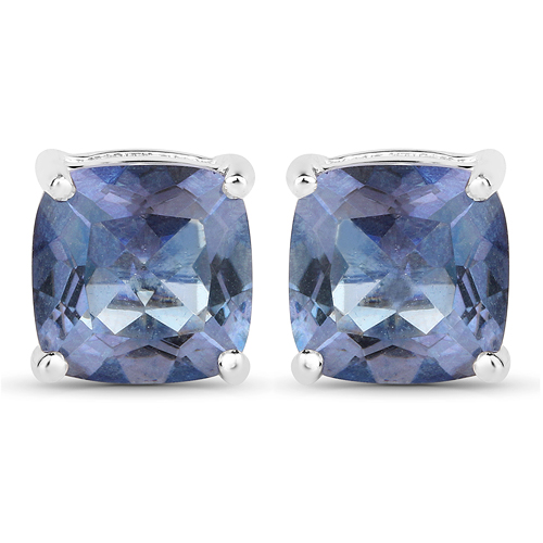 4.20cttw Royal Blue Mystic Quartz .925 Sterling Silver Earrings