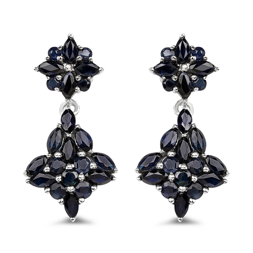 Earrings-3.33 Carat Genuine Blue Sapphire .925 Sterling Silver Earrings