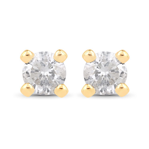 Earrings-0.17 Carat Genuine White Diamond 10K Yellow Gold Earrings