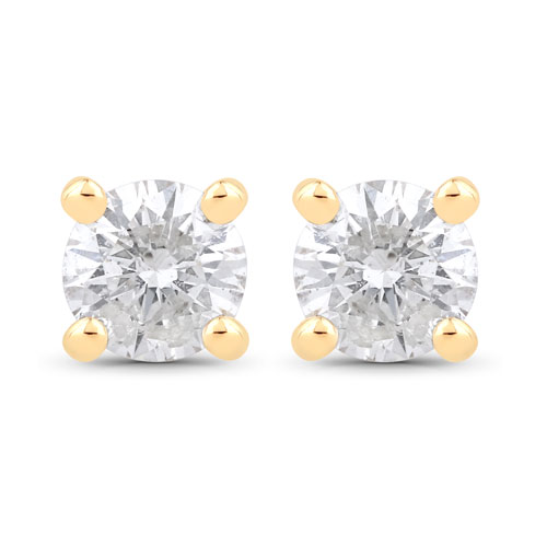 Earrings-0.23 Carat Genuine White Diamond 10K Yellow Gold Earrings