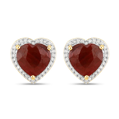 Earrings-6.13 Carat Dyed Ruby and White Diamond .925 Sterling Silver Earring