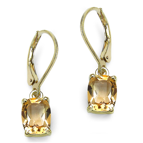Earrings-14K Yellow Gold Plated 4.08 Carat Genuine Crystal Quartz Sterling Silver Earrings