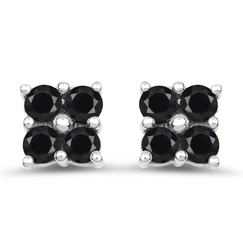 1.04 Carat Genuine Black Sapphire .925 Sterling Silver Earrings