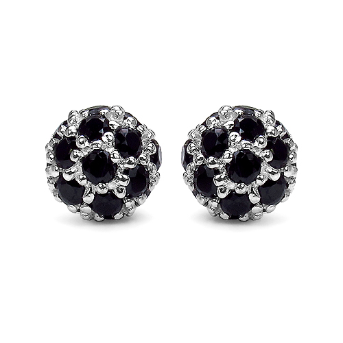 Earrings-1.68 Carat Genuine Black Spinel .925 Sterling Silver Earrings