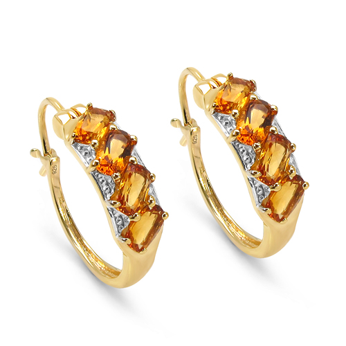 Citrine-14K Yellow Gold Plated 2.80 Carat Genuine Citrine .925 Sterling Silver Earrings