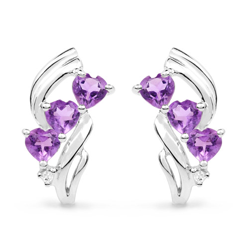 1.53 Carat Genuine Amethyst and White Topaz .925 Sterling Silver Earrings