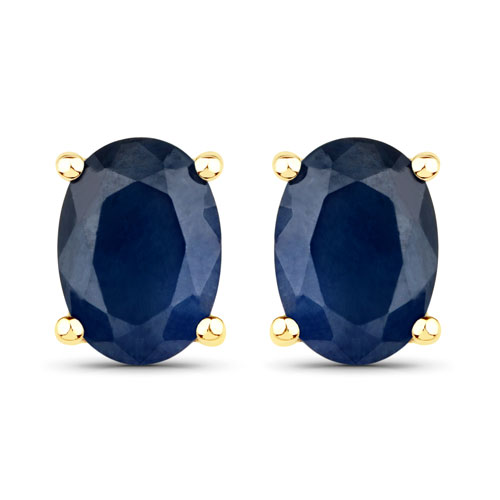 Earrings-1.90 Carat Genuine Blue Sapphire 14K Yellow Gold Earrings