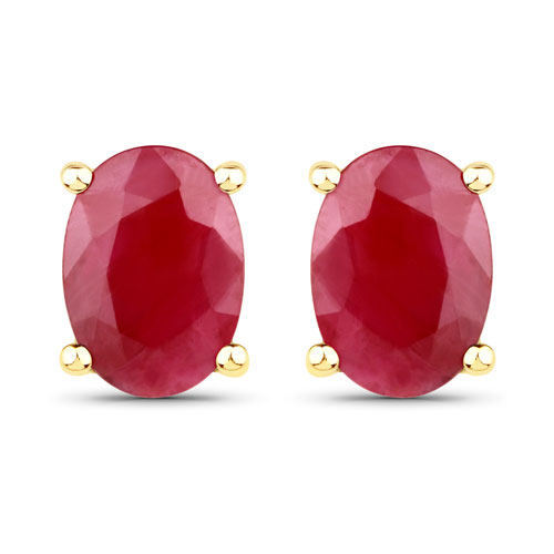 1.70 Carat Genuine Ruby 14K Yellow Gold Earrings